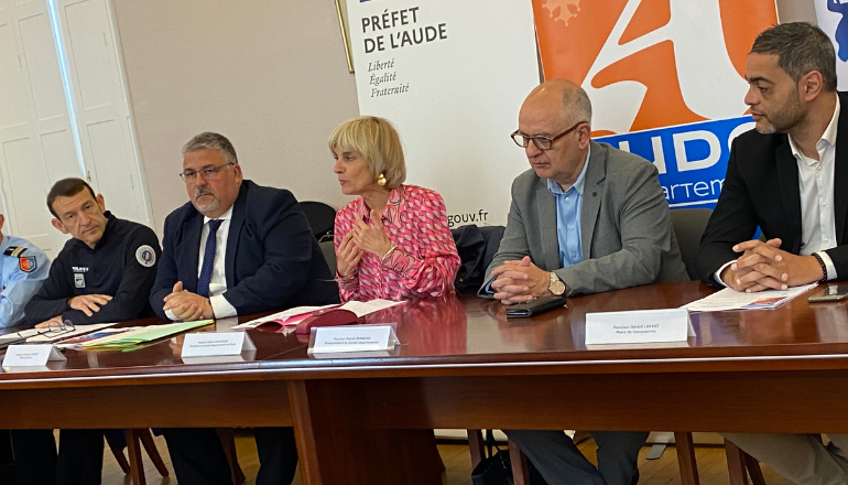 Conférence de presse pour la passage de la flamme olympique dans l'Aude, mardi 9 mai à l:a préfecture de Carcassonne © Cyril Durand