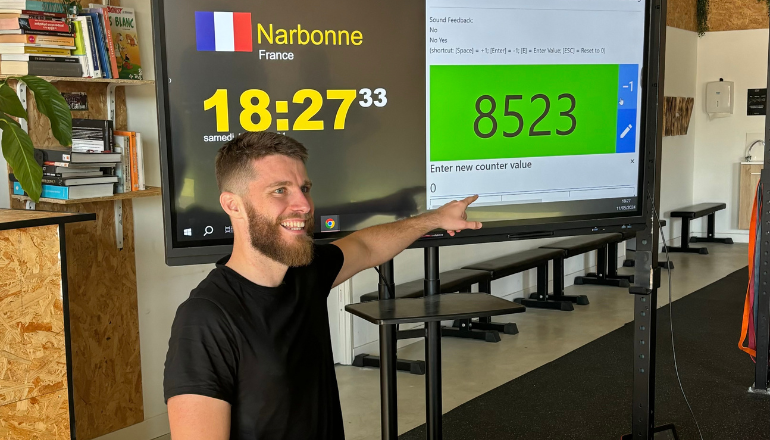 Le Narbonnais Joseph Salas bat le record mondial de burpees en 12 h, samedi 11 mai 2024 © DR.