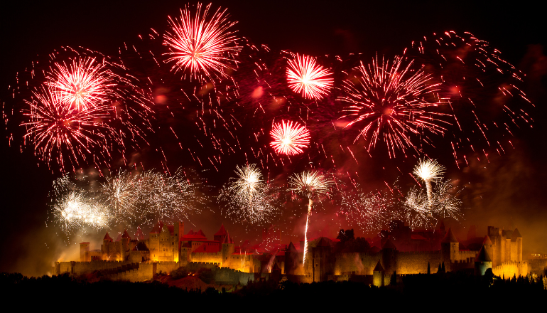 Feu d'artifice du 14 juillet à Carcassonne © DR.